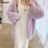 Women Long Cardigan Fall Mink Cashmere Full-sleeve Oversized Cardigan Dress Woman Keep Warm Winter Woman's