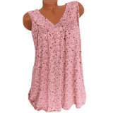 Loose Sleeveless Long Tank T-Shirt V-Neck Home Sleepwear Ladies Tops Floral Print Fashion Women Sexy Casual Vest
