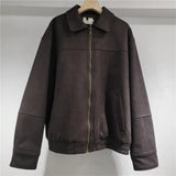 Women's 2025 New Retro Collar Imitation Leather Jacket Casual