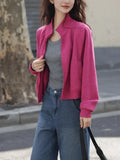 Toloer Sense Simple Collar Jacket 2025 Spring And Autumn Dopamine Eye-Catching Basis Simple Waffle Coat