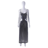 Toloer 2024 Sexy Metal Color A Long Women's Dress Dress-Outfit