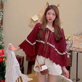 Japanese vintage sweater spring and winter sweet and lazy twist cape knitted cardigan jacket