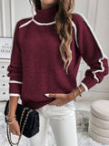 And Winter Knitted Shirt Women's Jacket Long-Sleeved High-Necked Top Solid Color Loose Casual Jump