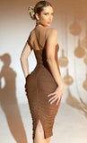 Sexy Straps Ruffles Midi Bodycon