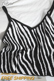 Spaghetti Strap Camis Women Fashion Zebra Striped V Neck TanK Crop Top Female Sexy Camisole Streetwewar For Teen