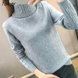 Slim Turtleneck Twist Pullover Sweaters Women's Candy Colors Long Sleeve Warm Knit Tops Korean Elegant Pullover