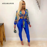 2022 Fall Fashion Two Piece Sets Long Sleeve Crop Top High Waisted Pants Sexy Party Club Outfits