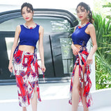 Set Women 3 Pieces Stylish BF Design Bright Color Elegant Young Style College Summer Beachwear Swimwear Hot Sale