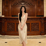 2025 New Summer Black Dress Female Light Luxury Hepburn Style Temperament Thin Vest