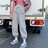 Oversized Grey Jogging Sweatpants Women Korean Style Joggers Track Pants White Winter Warm Trousers Female