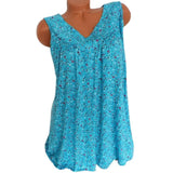 Loose Sleeveless Long Tank T-Shirt V-Neck Home Sleepwear Ladies Tops Floral Print Fashion Women Sexy Casual Vest
