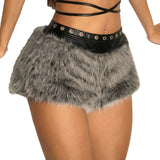 Heavyweight Imitation Fur Leather Splicing Fur Trousers Autumn And Winter Babes Fashion Low-Waist Shorts Women's