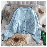 Vintage Short Cardigan Knitted Sweater Women 2022 Autumn Winter Long Sleeve Solid Sweaters Coat & Jackets