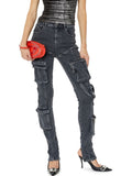Fashion Women Jeans High Elastic Slim Lower Leg Zipper Can Be Opened To Become Denim Flared Pants Spring 2023 New