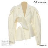 Early Autumn Heavy Industry Tuxedo Splicing Suit Personality Cut Long Coat Female