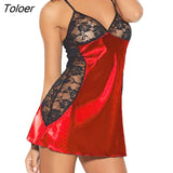 Nightgown Lingerie Patchwork Sleepwear Rose Lace Satin Nighty High Quality Sexy Nightwear Plus Size