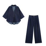 Homemade New Women's Classic Wi-Sleeve Shirts Wi-Legs High Waisted Pants