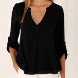Women V-Neck Summer Casual Long Sleeve Silm Shirt Blouse Camisa Femme Tops Party New 8