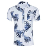 of 2019 American size Short-sleeved Men's Hawaiian Shirts Short-sleeved Beach Printed with Tencel Cotton shirts US