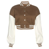Sisterlinda Autumn Patchwork Letter Print Short Jacket Women Casual High Street Baseball Coat Female Sporty Y2K Sweatshirts