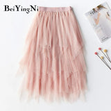 2020 Autumn Summer Women Skirt Midi With Belt Pleated Female Skirts Casual Luxury Korean Faldas Ladies Saias Chic