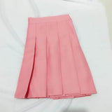 Pleated Skirt Women Summer Preppy Style Pink High Waist Chic Stitching Skirts Student Cute Sweet Girls Dance Skirt