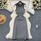 Striped Knitted Dress Woman 2025 New Summer Korean Version Of The Long Sleeveless Vest
