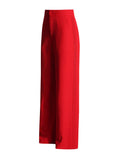 Toloer Spring New Fashion Temperament Pure Color High Waist Straight Tube Side Diamond Decoration Splicing Advanced Sense Long Suit Pants-Outfit