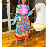 Pleated Short Sleeve Dresses High Waist Print Maxi Dress Fashion Casual Office Elegant Party Club Dresses For Women