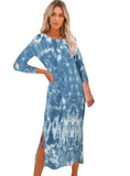Tie Dye O-Neck Slit Long