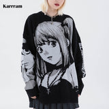 2021 Hip Hop Streetwear Vintage Style Harajuku Knitting Sweater Anime Girl Knitted Death Note Sweater