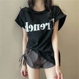 Toloer New Net Red Ins Super Fire Show Thin Shoulder Sweet Cool Short-Sleeved T-Shirt Loose Female Summer Student Coat
