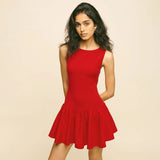 Toloer Women's Wear Summer 2024 New Solid Color Sleeveless Splicing Dress Women's Dress-Outfit