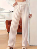 Wish Texture Knitted Trousers Tight Solid Color Casual Loose Straight Women's
