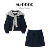 Autumn Wears Korean College Style Blue Embroidered Long-Sleeved Jacket Dress Dress
