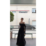 Shoulder Ribbon Dress Women's Summer Fashion Temperament Reduction Loose Thin A Word Long