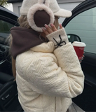 Cabel Knitted Zipper Puffer Coat-Outfit