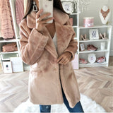 Hot Style 2023 Autumn And Winter Woolen Coat Female Medium Long Solid Color Loose Plush Coat Imitation Fur Coat-Outfit