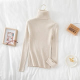 Women's Turtleneck Autumn and Winter Thicken Sweater Fashion 2021 Casual Pullover Knitted Jumper Striped Vintage Sweater