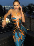 Sexy Printed Straps Slim Bodycon