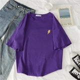 Women Harajuku Fashion Casual All-match Korean Style Womens Clothing Printed Simple Daily Short Sleeve O-Neck
