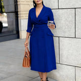 African Plus-Size Women's Dress 2025 New Fashion Temperament Tie With Folding Skirt Elegant