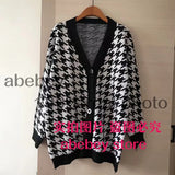 women plaid pattern cardigan vintage jumper 2022 autumn winter oversized knitted cardigan