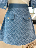 Summer New Street Fashion Women's Suit With Skirt Denim Short Sleeve Top Sweet Girl Female Blue Plaid Skirt 2 Piece