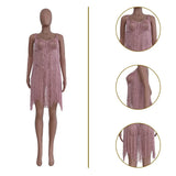 Toloer New Women's Wear Silk Tassel Beach Dress-Outfit