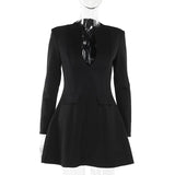 Autumn 2025 New Bag Ass Dress Temperament Sexy Body-Dress V-Necked Long-Sleeved Dress