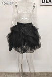 Fashion Women's Skirt Splice Lace Irregular High Waist Solid Color Thin Poncho Skirts Culotte Spring 2023 Trend New