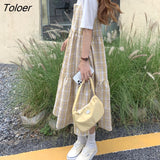 Women Lovely Preppy Style Square Collar Fashion High Street Summer All-match Plaid Chic Female Party Wear Ulzzang