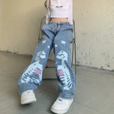 Button Loose Straight Fit Mop Jeans-Outfit