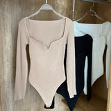 Winter Women's Sweater Sexy Low V-Neck Long Sleeve Red/Khaki/White Playsuit Female Elegant Knit Jumper Fashion New